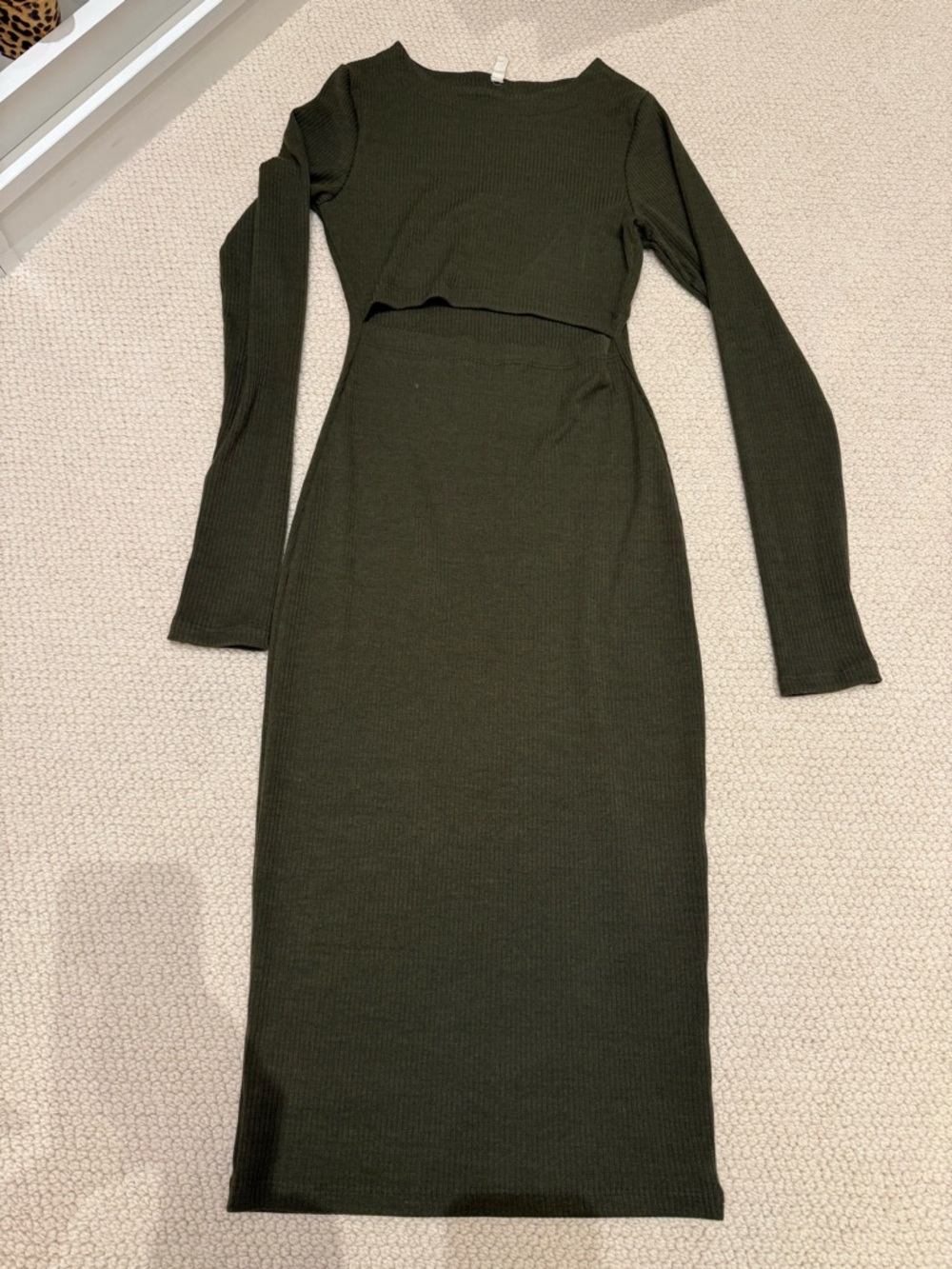Olive green midi dress